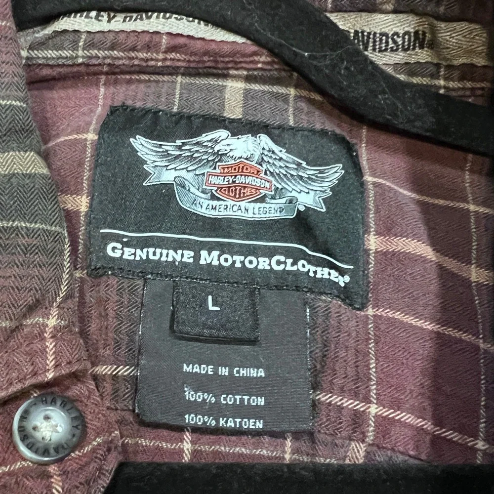 Harley‎ Davidson Plaid Flannel Shirt Long Sleeve Genuine Motor Clothes Size L